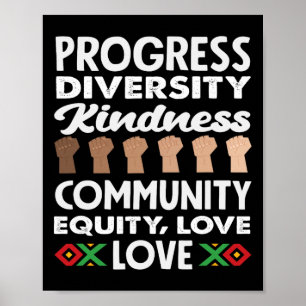 Fortschritt Vielfalt Freundlichkeit Liebe Schwarze Poster