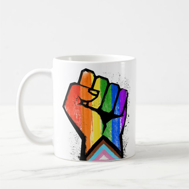 Fortschritts-Stolz-Faust Kaffeetasse (Links)