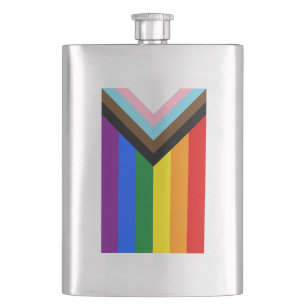 Fortschritts-Stolzflagge LGBTQ+ Flachmann