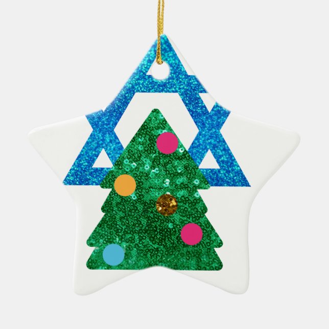 Fortsetzung Christmukah hanukkah Keramik Ornament (Vorne)