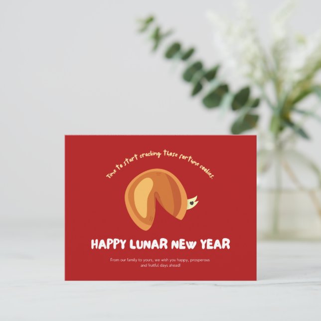 Fortune Cookie Chinese Lunar New Year Design Postkarte (Stehend Vorderseite)