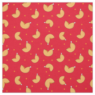 Fortune Cookie Red Chinese Viel Glück Pattern Stoff