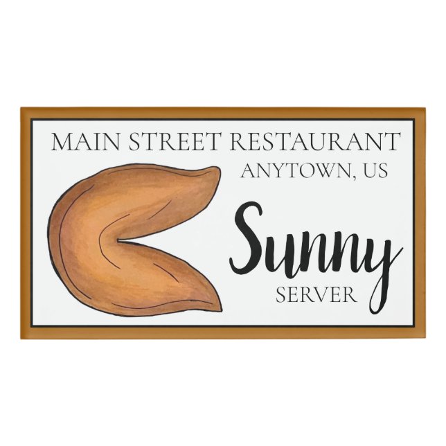 Fortune Cookies Chinesische Restaurant Food Ober K Namenschild (Vorderseite)