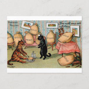 Fortune erzählt Geld von Louis Wain Postkarte