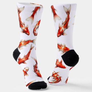 Fortune fish, swimming koi, watercolor socken