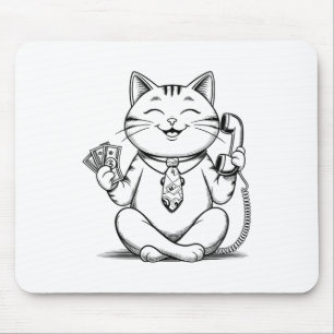 Fortune Kitty Meme Graphic Kawaii Maneki Neko Doll Mousepad