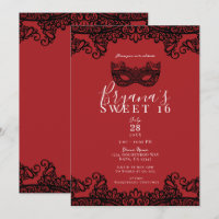 Fortune Red Black Lace Masquerade Sweet 16 Party