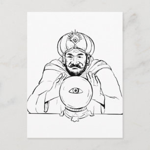 Fortune Teller Crystal Ball Zeichnend Postkarte