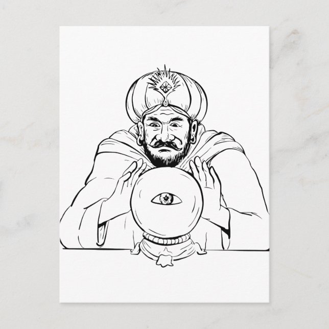 Fortune Teller Crystal Ball Zeichnend Postkarte (Vorderseite)