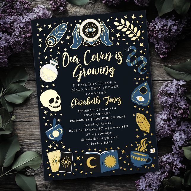 Fortune Teller Future Hexchy Boy Baby Shower Folieneinladung (Von Creator hochgeladen)
