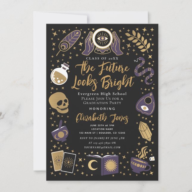 Fortune Teller Future Witchy Graduation Party Einladung (Vorderseite)