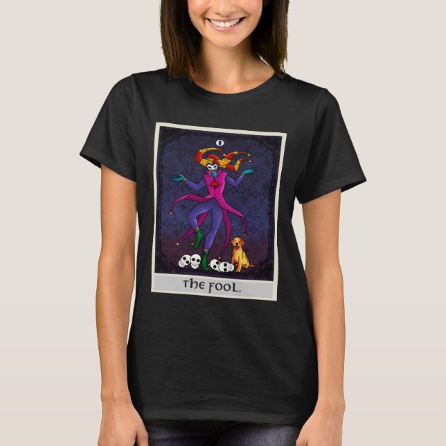 Fortune Teller Mythical The Fool with skulls Tarot T-Shirt (Vorderseite)