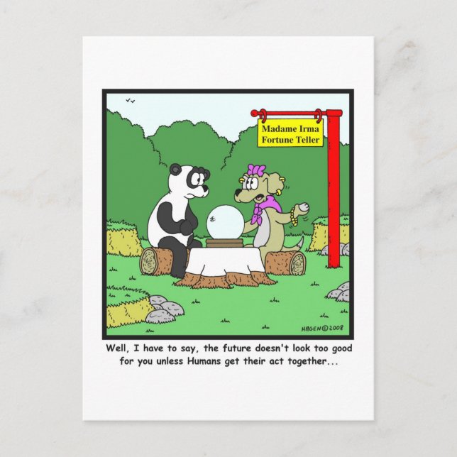 Fortune Teller: Panda-Cartoon Postkarte (Vorderseite)