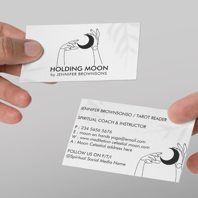 Fortune Teller Touch Moon Crescent mit Händen Visitenkarte (Fortune Teller Touch Moon Crescent with Hands Business Card
)