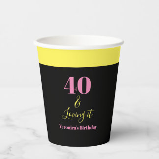 Forty and Loving It 40th Birthday Yellow Black Pappbecher