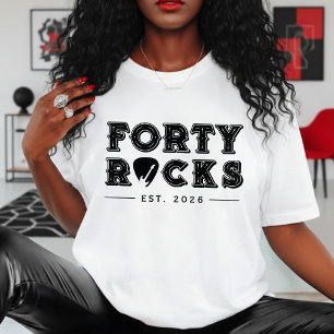 Forty Rocks Gitarrenplektrum 40. Geburtstagsfeier T-Shirt