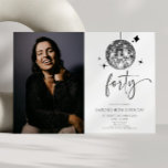 Forty Silver Disco Ball Photo 40th Birthday Party Einladung<br><div class="desc">This is a Forty Silver Disco Ball Custom Picture Photo 40th Birthday Party Invitation!</div>