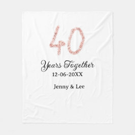 Forty years together black pink glitter bold lette fleecedecke