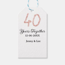 Forty years together black pink glitter bold lette geschenkanhänger
