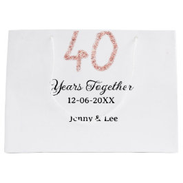 Forty years together black pink glitter bold lette große geschenktüte