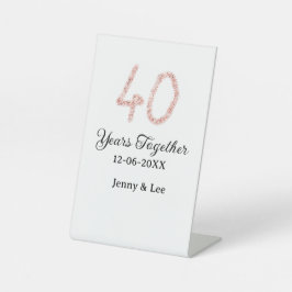 Forty years together black pink glitter bold lette sockelschild
