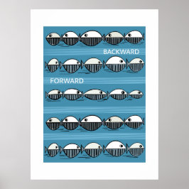 Forward and Backward – Minimal Fish Pattern Poster