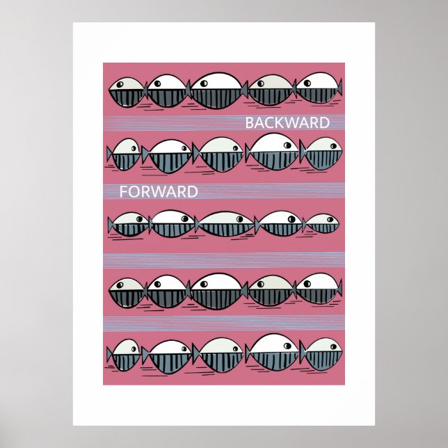 Forward and Backward – Minimal Fish Pattern Poster (Vorne)