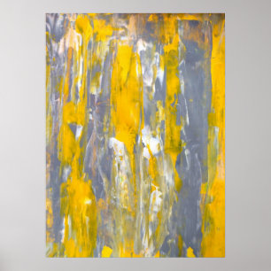 "Forward" Graue und gelbe Abstrakte Kunst Poster