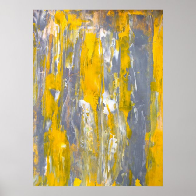 "Forward" Graue und gelbe Abstrakte Kunst Poster (Vorne)