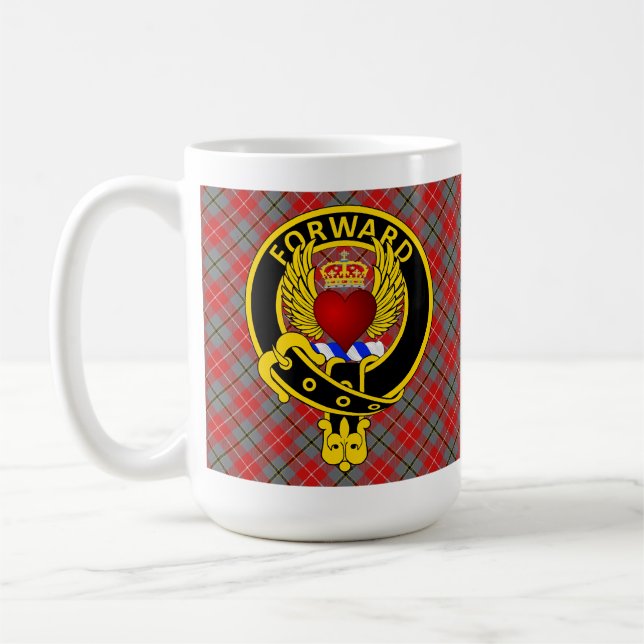 "FORWARD" Winged Heart Red Douglas Tartan Tasse (Links)
