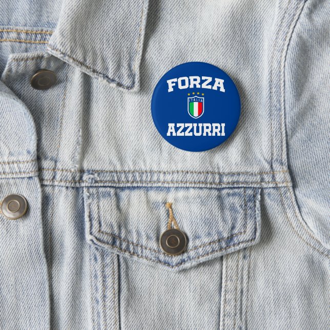 Forza Azzurri Italia Jersey 2021 Football Funs T-S Button (Beispiel)