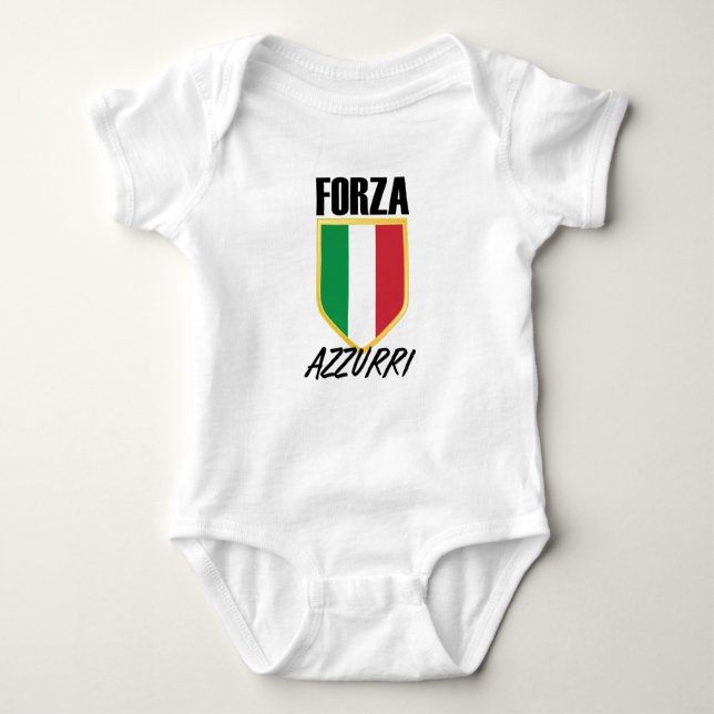 Forza Azzurri Italienischer Flaggenfußball Baby Strampler (Vorderseite)