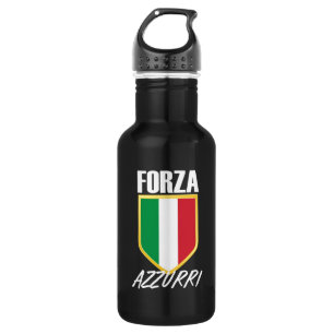 Forza Azzurri Italienischer Flaggenfußball Edelstahlflasche