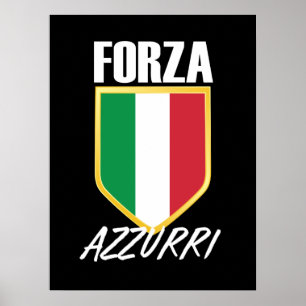Forza Azzurri Italienischer Flaggenfußball Poster