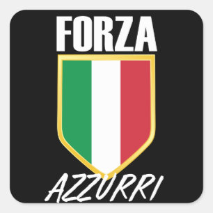 Forza Azzurri Italienischer Flaggenfußball Quadratischer Aufkleber