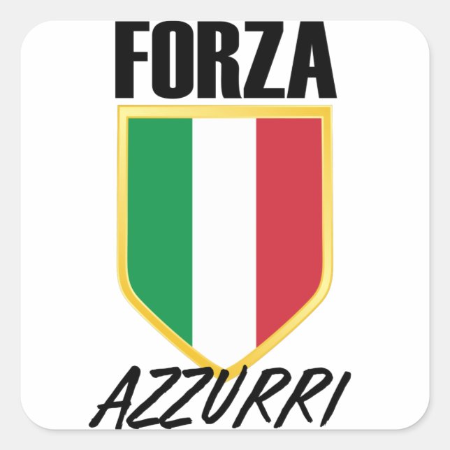 Forza Azzurri Italienischer Flaggenfußball Quadratischer Aufkleber (Vorderseite)
