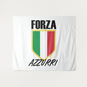Forza Azzurri Italienischer Flaggenfußball Wandteppich