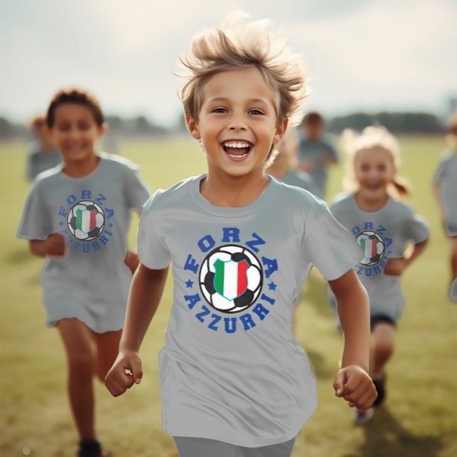 Forza Azzurri Kids italienischer Fußball T-Shirt (Forza Azzurri Kids Personalized Soccer Tee)