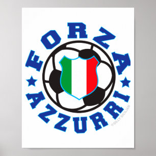 Forza Azzurri Kinder Italienisch Fußball T-Shirt Poster