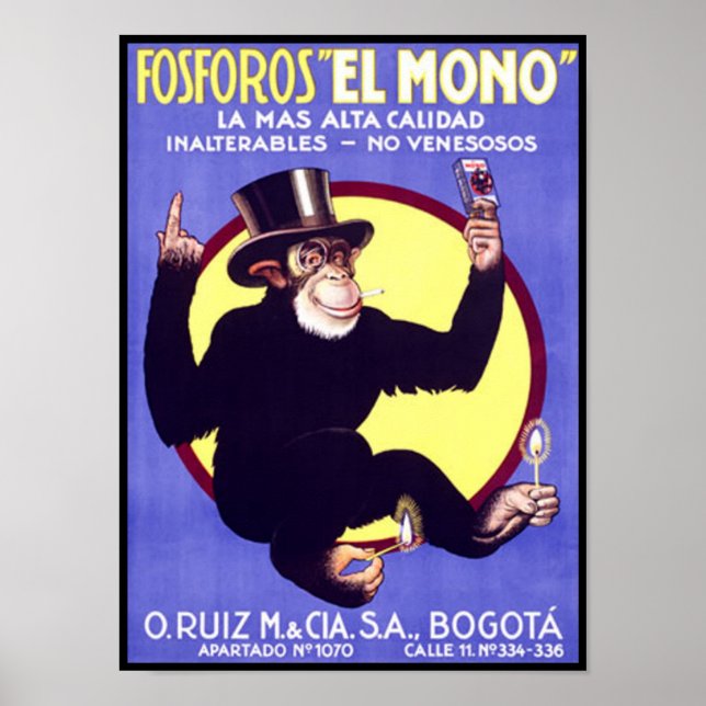 Fosforos El Mono Cuban Cigars Poster (Vorne)