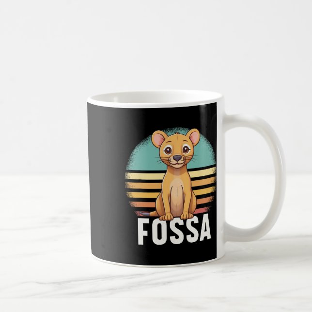 Fossa Animal Graphic Retro Sunset Madagas Kaffeetasse (Rechts)