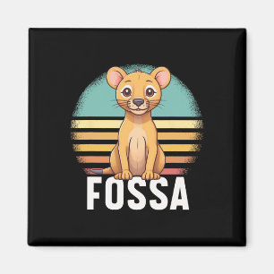 Fossa Animal Graphic Retro Sunset Madagas Magnet