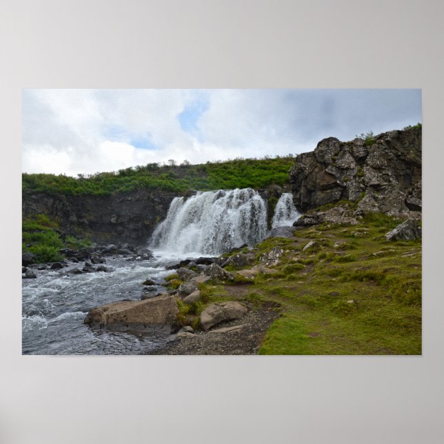 Fossarrett Wasserfall, Island Poster (Vorne)