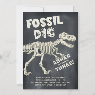 Fossil Dig Dinosaur Geburtstagsparty Einladung