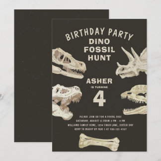 Fossil Dinosaur Geburtstagsparty Einladung