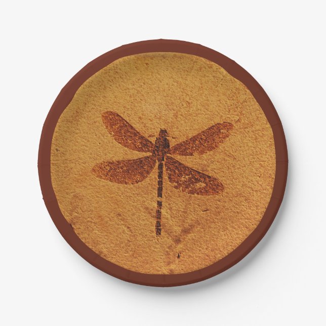 Fossil Dragonfly Pappteller (Vorderseite)