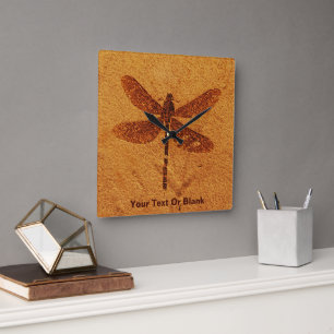 Fossil Dragonfly Quadratische Wanduhr