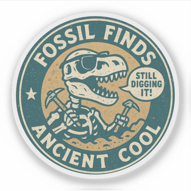 Fossil Finds Antike Coole T-Rex Archäologie Aufkleber (Vorderseite)