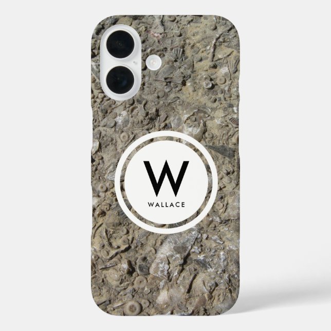 Fossile Hash Kalkstein Monogramm Case-Mate iPhone Hülle (Rückseite)