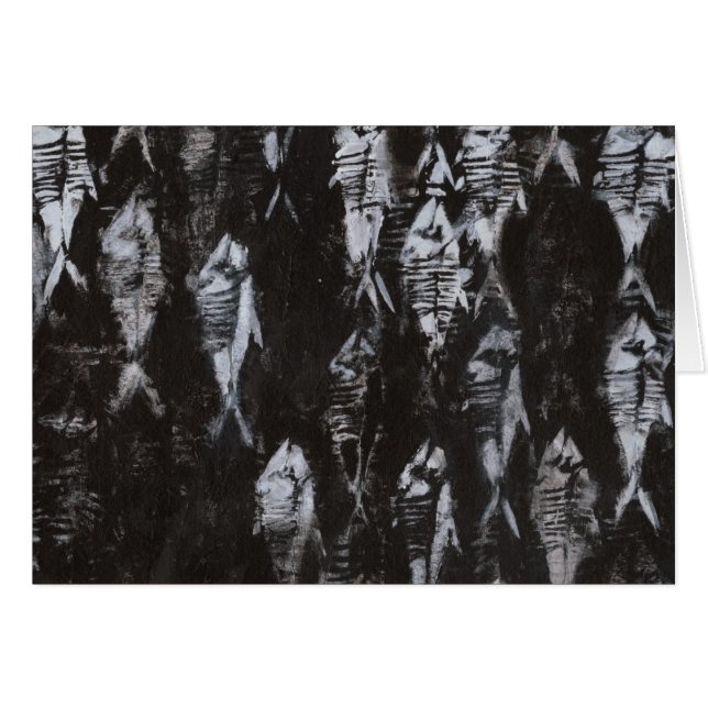 Fossile weiße Fische im schwarzen Hintergrund (Vorderseite (Horizontal))